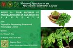 Vegetable Processing: Powdered Malunggay Leaves by College of Agriculture and Food Science